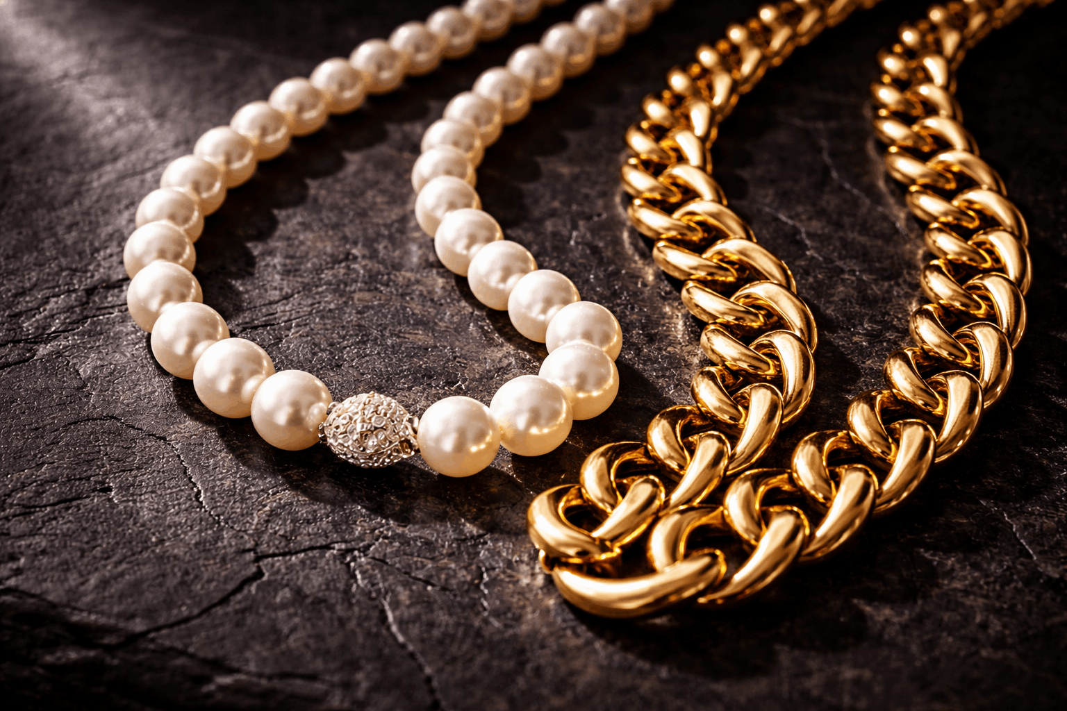 04. La tendencia de collares de perlas en capas se encuentra con el metal