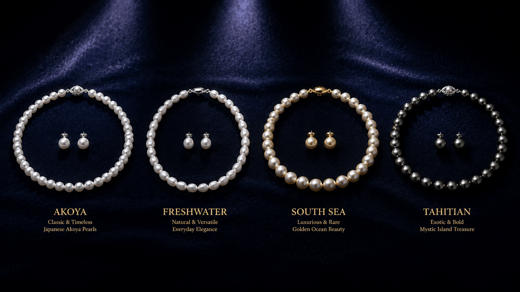 07. Conjunto de perlas Akoya japonesas blancas frente a otros conjuntos de perlas