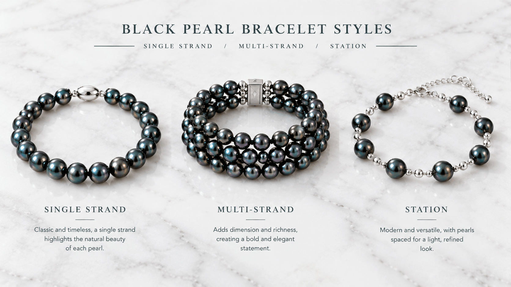 01. Estilos de pulsera de perlas negras que conviene conocer