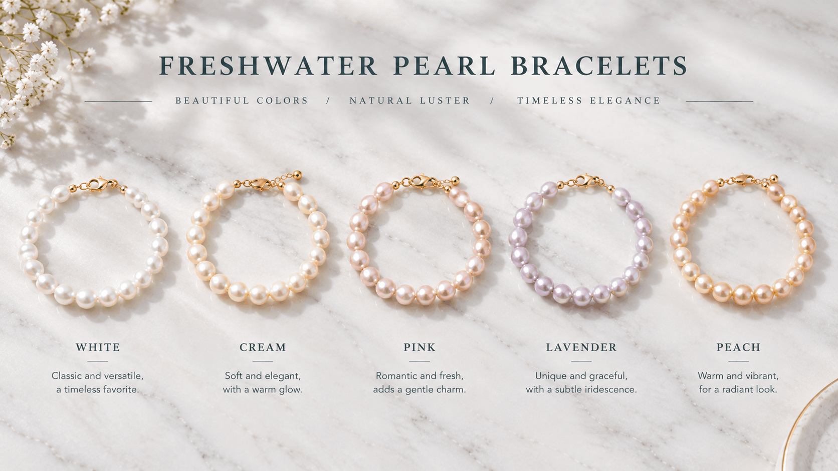 02. Colores de pulseras de perlas de agua dulce: una gama más amplia de lo que parece