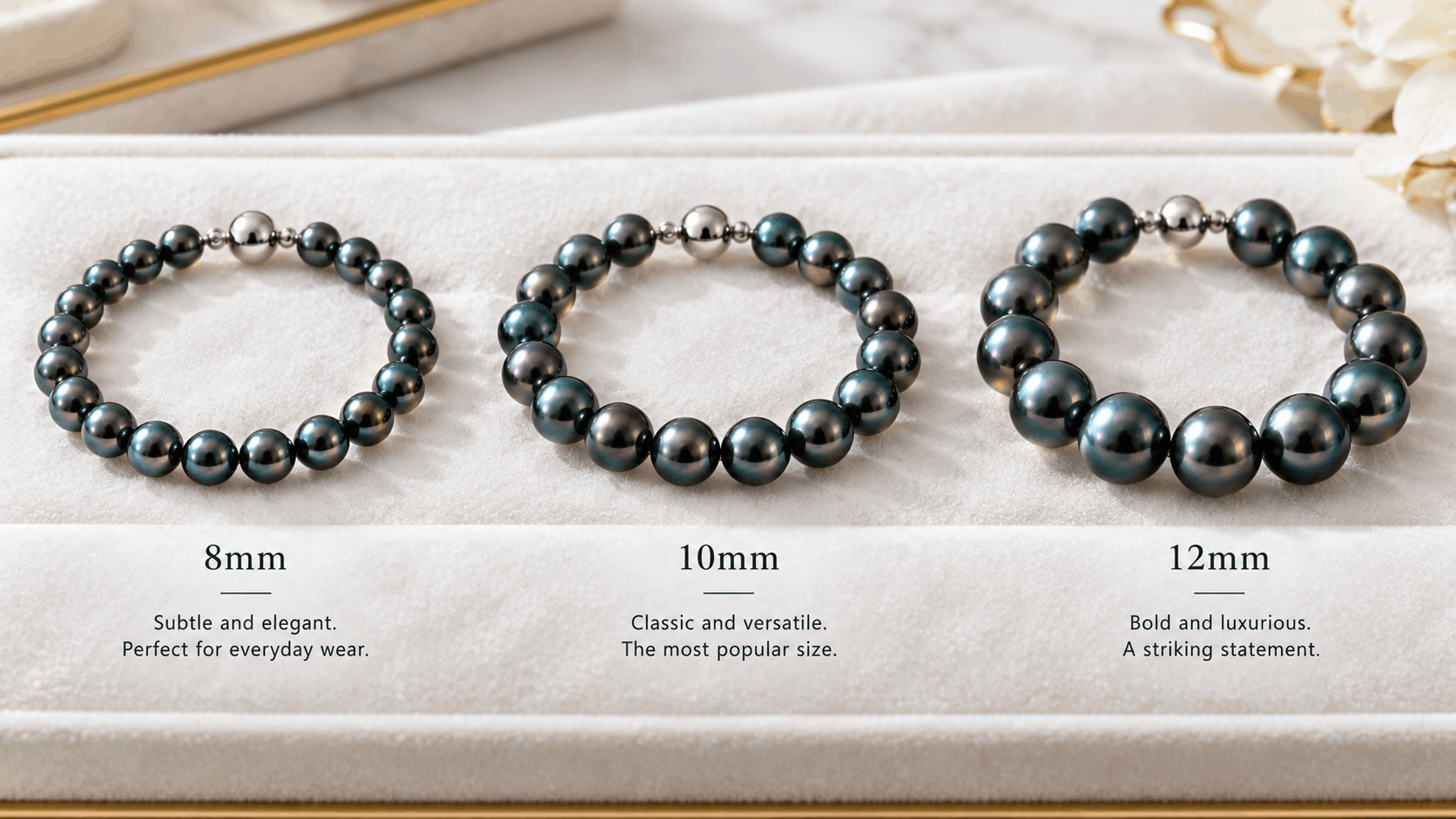 03. Elegir el tamaño adecuado para una pulsera de perlas negras