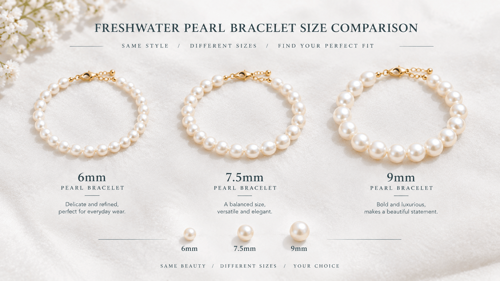 03. Cómo elegir la talla adecuada de una pulsera de perlas de agua dulce