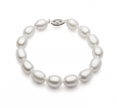 Pulsera de perlas Perla de Agua Dulce de calidad AA de 8.5 a 9.5mm en color Blanco