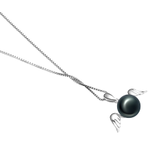 Colgante de perlas Perla de Agua Dulce de calidad AA de 9 a 10mm en color Negro