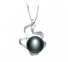 Colgante de perlas Perla de Agua Dulce de calidad AA de 12 a 13mm en color Negro