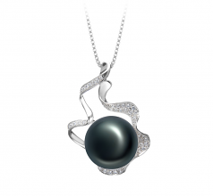Colgante de perlas Perla de Agua Dulce de calidad AA de 12 a 13mm en color Negro