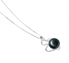 Colgante de perlas Perla de Agua Dulce de calidad AA de 12 a 13mm en color Negro