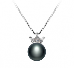 8-9mm AAA Quality Perla de Agua Dulce Colgante in Crown Negro