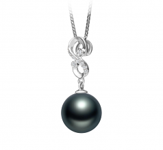 Colgante de perlas Perla Tahití de calidad AAA de 10 a 11mm en color Negro