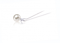 Colgante de perlas Perla de Agua Dulce de calidad AAAA de 9 a 10mm en color Blanco