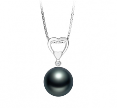 Colgante de perlas Perla Tahití de calidad AAA de 10 a 11mm en color Negro