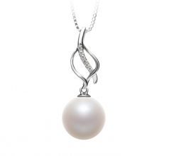 Colgante de perlas Perla de Agua Dulce de calidad AAAA de 10 a 11mm en color Blanco