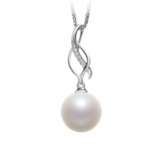 Colgante de perlas Perla de Agua Dulce de calidad AAAA de 10 a 11mm en color Blanco