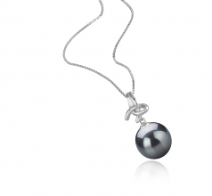 Colgante de perlas Perla Tahití de calidad AAA de 10 a 11mm en color Negro