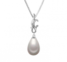 Colgante de perlas Perla de Agua Dulce de calidad AAA de 10 a 11mm en color Blanco