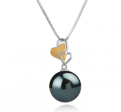 Colgante de perlas Perla Tahití de calidad AAA de 11 a 12mm en color Negro