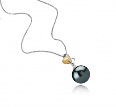 Colgante de perlas Perla Tahití de calidad AAA de 11 a 12mm en color Negro