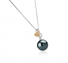Colgante de perlas Perla Tahití de calidad AAA de 11 a 12mm en color Negro