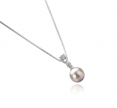 Colgante de perlas Perla de Agua Dulce de calidad AAAA de 8 a 9mm en color Blanco