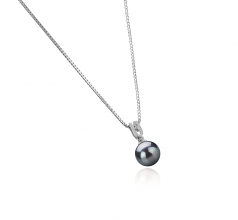 Colgante de perlas Perla de Agua Dulce de calidad AAAA de 8 a 9mm en color Negro