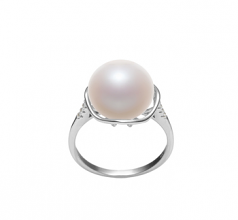 11-12mm AAA Quality Perla de Agua Dulce Anillo in Kalina Blanco