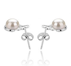 7-8mm AAA Quality Perla de Agua Dulce Pendientes in Bikita Blanco