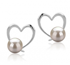 Par de pendientes de perlas Perla de Agua Dulce de calidad AAAA de 7 a 8mm en color Blanco