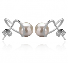 Par de pendientes de perlas Perla de Agua Dulce de calidad AAAA de 7 a 8mm en color Blanco