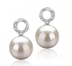 9-10mm AAAA Quality Perla de Agua Dulce Pendientes in Shellry Blanco