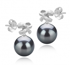 9-10mm AAA Quality Perla Tahití Pendientes in Marte Negro