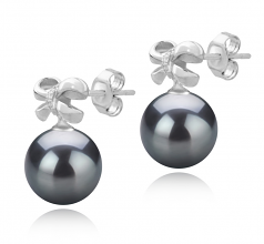 9-10mm AAA Quality Perla Tahití Pendientes in Marte Negro