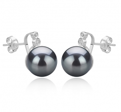 10-11mm AAA Quality Perla Tahití Pendientes in Hailey Negro