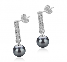 10-11mm AAA Quality Perla Tahití Pendientes in Verna Negro