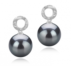 9-10mm AAA Quality Perla Tahití Pendientes in Shellry Negro
