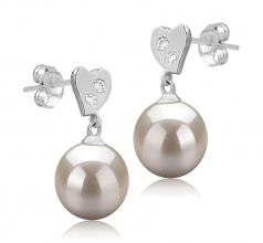 8-9mm AAAA Quality Perla de Agua Dulce Pendientes in Taima Blanco