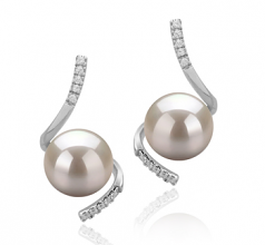 8-9mm AAAA Quality Perla de Agua Dulce Pendientes in Mathilde Blanco