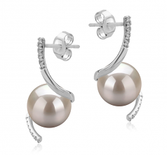 8-9mm AAAA Quality Perla de Agua Dulce Pendientes in Mathilde Blanco