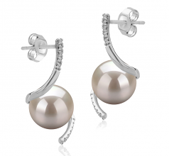 8-9mm AAAA Quality Perla de Agua Dulce Pendientes in Mathilde Blanco