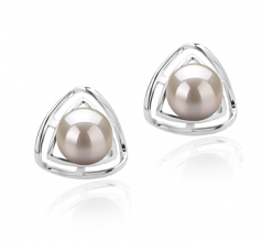 6-7mm AAAA Quality Perla de Agua Dulce Pendientes in Serbal Blanco