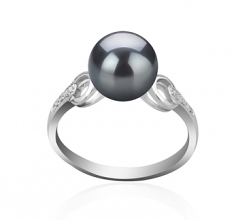 8-9mm AAAA Quality Perla de Agua Dulce Anillo in Eunice Negro