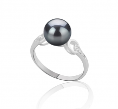 8-9mm AAAA Quality Perla de Agua Dulce Anillo in Eunice Negro