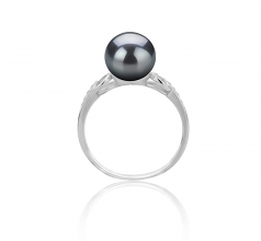 8-9mm AAAA Quality Perla de Agua Dulce Anillo in Eunice Negro