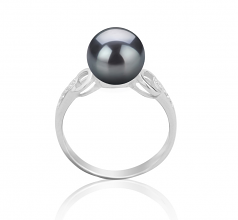 8-9mm AAAA Quality Perla de Agua Dulce Anillo in Eunice Negro