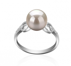 Anillo de perlas Perla de Agua Dulce de calidad AAAA de 8 a 9mm en color Blanco