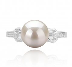 Anillo de perlas Perla de Agua Dulce de calidad AAAA de 8 a 9mm en color Blanco