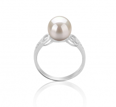 Anillo de perlas Perla de Agua Dulce de calidad AAAA de 8 a 9mm en color Blanco