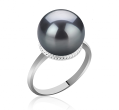 10-11mm AAA Quality Perla Tahití Anillo in Tindra Negro