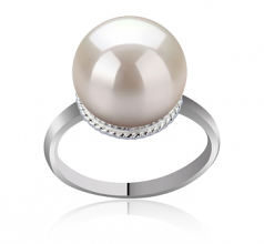 Anillo de perlas Perla de Agua Dulce de calidad AAAA de 10 a 11mm en color Blanco