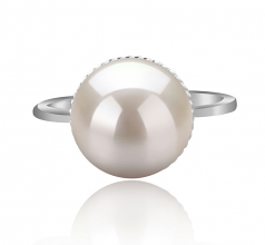 Anillo de perlas Perla de Agua Dulce de calidad AAAA de 10 a 11mm en color Blanco