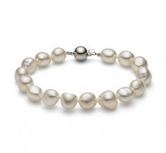 10-11mm Barroco Quality Perla de Agua Dulce Pulsera in Baroque Drop Blanco